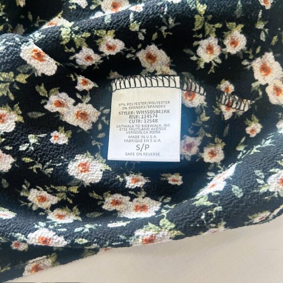 Blouse Ladies PM Boho Black Floral 3/4 Frilled Sleeves WH5505841RK read - Picture 5 of 7